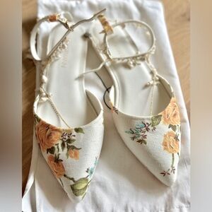NWOT! Zimmermann printed flats with shell straps. Size 36. NEVER WORN!